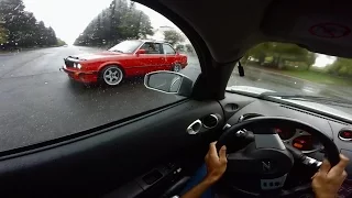 Rain drifting Tandems 350z E30 240sx s13 Miata Mustang Foxbody Z33 GoPro POV