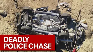 Car goes off cliff during police chase