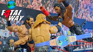 Seth Rollins Vs LA Knight Vs Edge Vs Roman Reigns Action Figure Match! World Heavyweight Title!