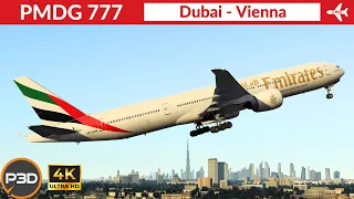 [P3D v5.4] PMDG 777-300ER Emirates | Dubai to Vienna | VATSIM Full flight | 4K Ultra HD