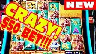 GOING CRAZY BETTING $50 DOLLARS A SPIN ON A SLOT MACHINE!!!