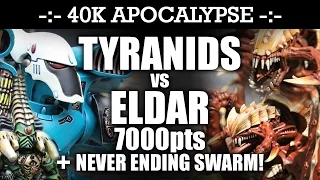 APOCALYPSE Tyranids vs Eldar 40K Battle Report THE GREAT TREE OF ALGORION! 7th Edition 7000pts