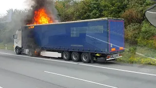 Polska ciężarówki płonie na A4.