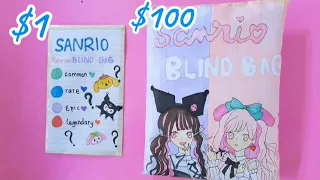 $1 VS $100 BLIND BAG! | Sanrio Edition | ASMR | Blind bag Sanrio | DIY