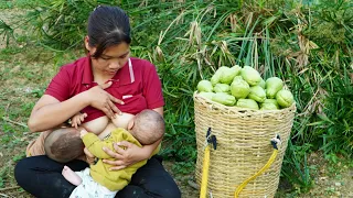 Single mother raising two small children, Harvest Chayote go market sell, Take care of children