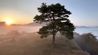 Sunrise over Takeda Castle and morning blanket of Clouds