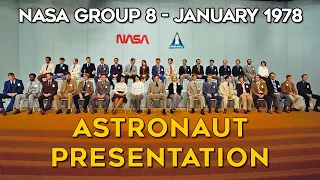 NASA Astronaut Group 8 Presentation - January 1978, Chris Kraft, Ride, Bluford, Onizuka, Resnik