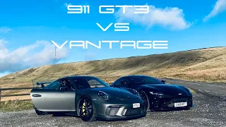 AMAZING PORSCHE 911 GT3 VS ASTON MARTIN V8 VANTAGE!!! BATTLE OF THE 4 LITRE 500HP BEASTS