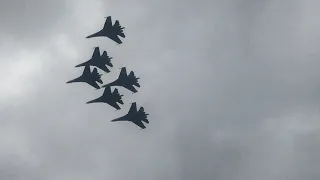 Русские Витязи СУ-35 на праздновании 80-летия Северных конвоев Дервишь 31 августа 2021