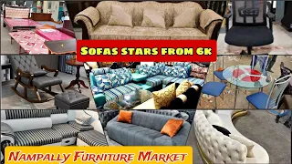 Nampally furniture Market in Hyderabad| Cheapest furniture market, sofas, dinning tables chairs 👍