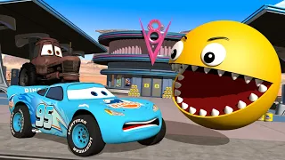 Lightning McQueen Vs PACMAN (Dinoco Lightning McQueen) 🔥 Best of Future Cars Vol 3