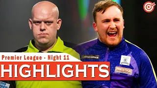 Luke Littler vs Michael van Gerwen -  Highlights - Premier League Night 11 - Birmingham