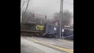 Haverstraw, NY CSX train hits disabled semi truck