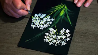 White Allium Flowers | Easy Acrylic Painting Timelapse