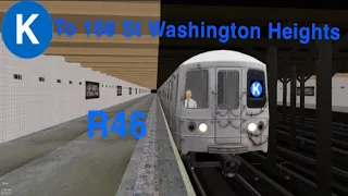 OpenBVE HD 60 FPS: R46 K train from World Trade Center to 168 St-Washington Heights (1988)