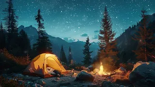 Relaxing Campfire Sounds With Soothing Piano Music 🔥 Nature Sounds Relaxing Music Live In The Forset