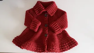 Crochet #29 How to crochet a high neck coat for a girl /Part 1