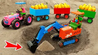 Diy tractor making mini Excavator cleans Road | diy Tractor Transporting Mango | HP Mini @Sunfarming