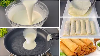 Chicken Spring Egg Rolls with Homemade liquid dough sheets - vegetable chicken spring Rolls Recipe