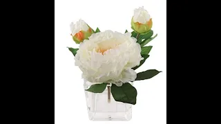 Handcrafted Artificial Peony Silk Flower Arrangement in Vase Cream Pink  Color  Lush Layers of Petal