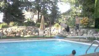 amazing stunts into pool