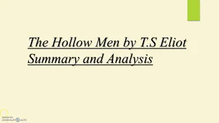 T.S Eliot Biography||Hollow men||Summary and Analysis|| Themes||Exploring Literature||