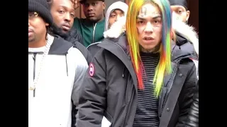 6ix9ine is back in his Hood and is letting his nuts hang