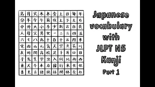 Japanese vocabulary with JLPT N5 kanji (Part 1) | Learn Japanese for beginners