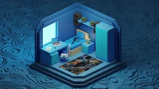 Isometric bedroom in blue | TIMELAPSE 002 |