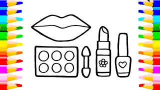 Lips, Lipstick, Makeup Kit Painting & Coloring for Kids and Toddlers