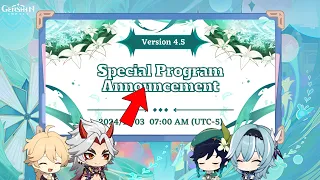 CONFIRMED!! VERSION 4.5 Special Program LIVESTREAM Release Date And 4.5 BANNERS - Genshin Impact