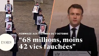 7 octobre en Israël : "Nous sommes 68 millions de Français endeuillés", dit Emmanuel Macron