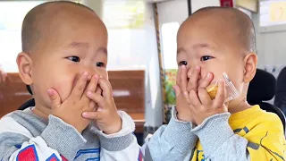 When The Twins Learned They Couldn't Eat On The Bus,Covering Mouth Is So Cute#viral #baby #cutebaby