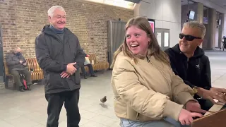 Dutch Girl Has Fun Playing The Public Organ