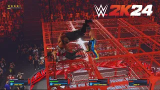 WWE 2K 24 - ROMAN REIGNS VS CODY RHODES VS LOGAN PAUL VS KEVIN OWENS - FATAL 4 WAY HELL IN A CELL