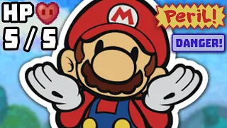 😲 Paper Mario - All Bosses but with 5 HP Danger Mario?!