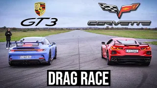 Porsche 992 GT3 VS Corvette C8 | DRAG RACE