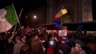 Protesters cheer vote result outside UK parliament