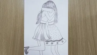 How to draw best friend girls || best friend drawing step by step for beginners