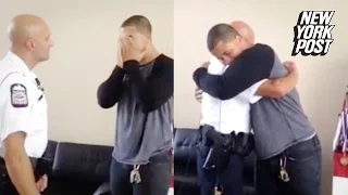 The emotional reunion between a cop and the boy he saved from drowning