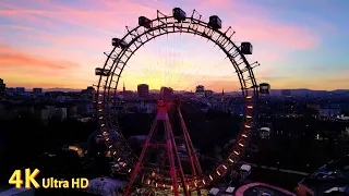 Riesenrad Wien At Prater / Ferris Wheel City Drone View Sunset [4K] - Airdynamics Vienna, Austria