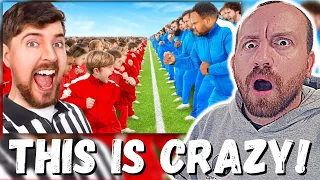 THIS IS CRAZY! MrBeast 100 Kids Vs 100 Adults For $500,000 (FIRST REACTION!)