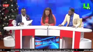 Jackie Appiah with funnyface and Akrobeto on UTV Evening News