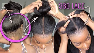 360 Lace Wig Updo With NO Glue or Spray! Yaki Straight HD Lace Wig | WowAfrican TwinGodesses