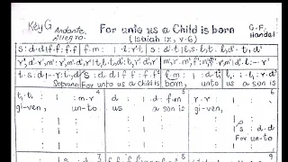 For unto us a child is born by Handel George (music sheet solfa notation)