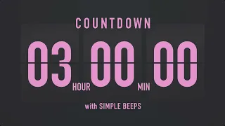 3 Hours Countdown Flip Clock Timer / Simple Beeps 💕🖤