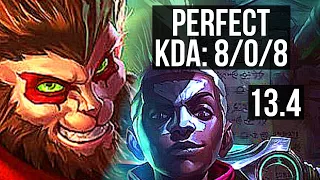 WUKONG vs EKKO (JNG) | 8/0/8, 69% winrate, Rank 6 Wukong, Legendary | TR Grandmaster | 13.4