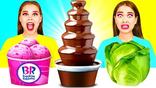 Chocolate Fountain Fondue Challenge | Eating Only Sweet 24 Hours by Ideas 4 Fun Challenge
