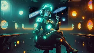 Free Stock Videos - a cyberpunk neon glowing woman sitting on a small room with lights