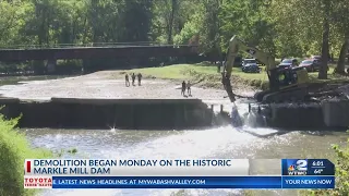 Dozens watch start of Markle Mill Dam’s demolition